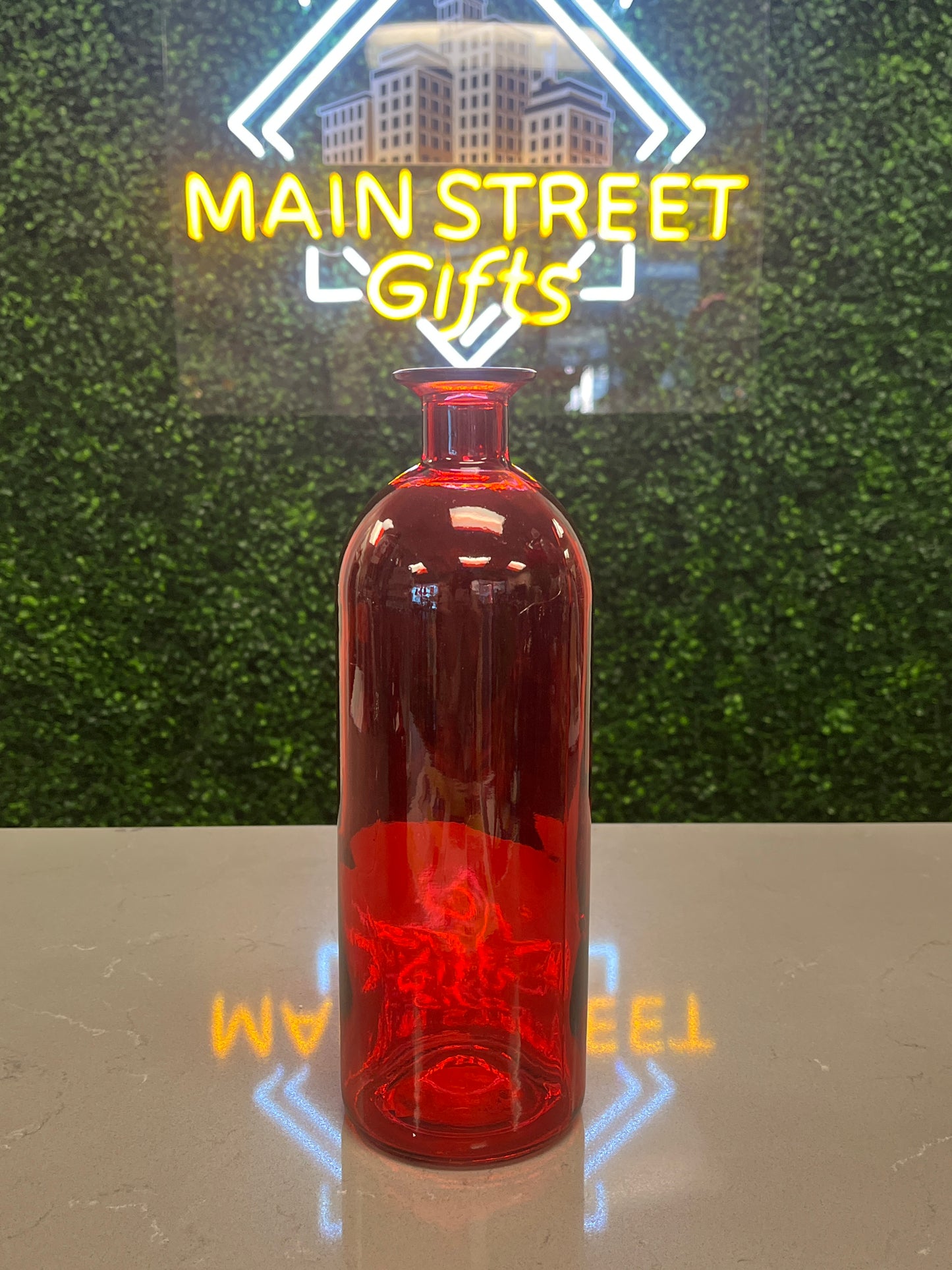 Large Red Glass Vase