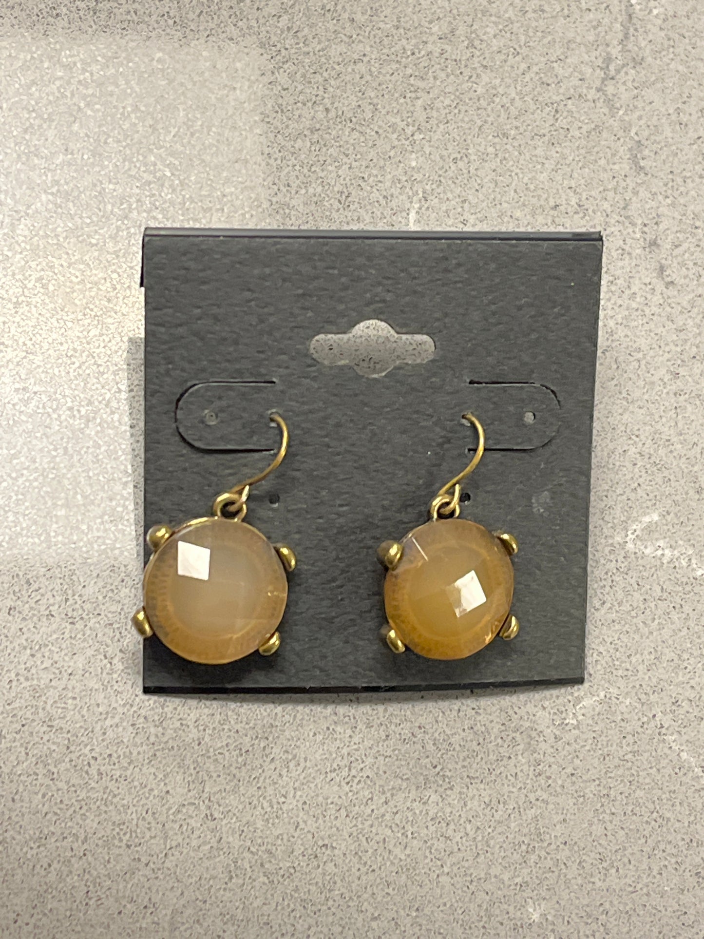 Earrings - Gold/Amber Stone