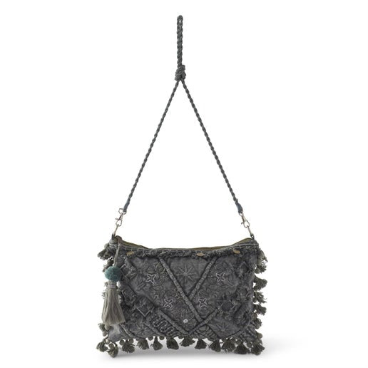 Gray Fringe Crossbody Bag