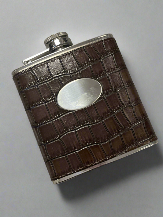 BR. Leather/Metal Flask