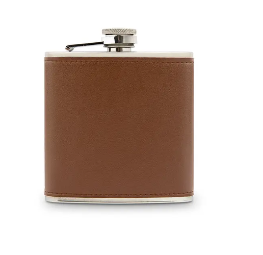 BK. Leather/Metal Flask
