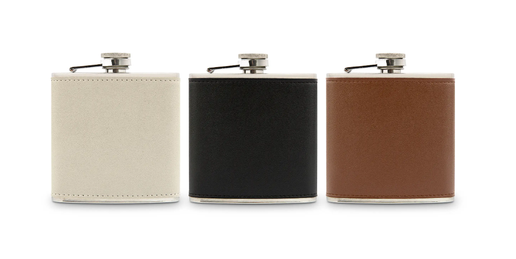 BK. Leather/Metal Flask
