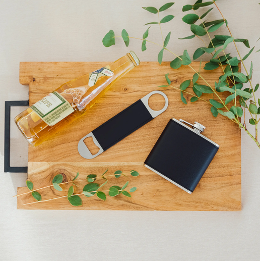 BK. Leather/Metal Flask