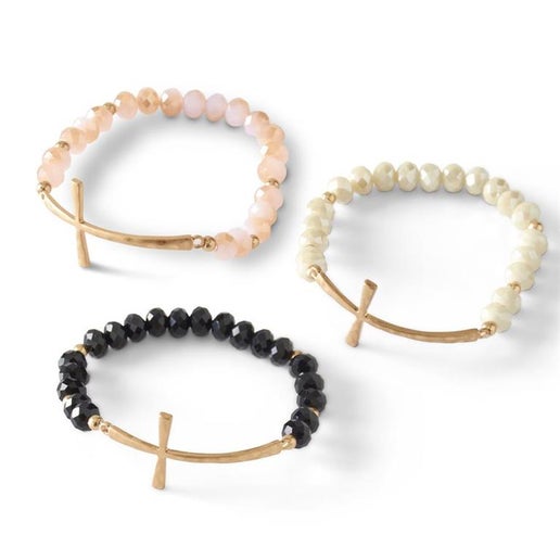 Bead Gold Cross Brac