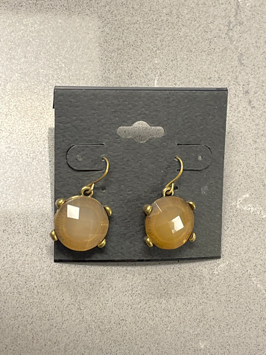 Earrings - Gold/Amber Stone