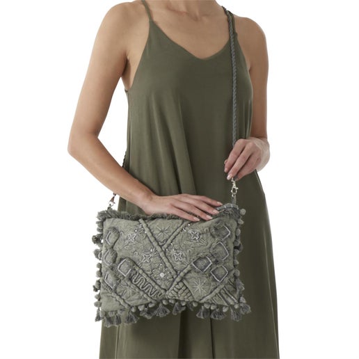Gray Fringe Crossbody Bag